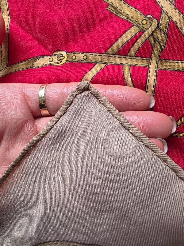 Vintage Hand Rolled Silk Equestrian Scarf – Bridle & Horse Print