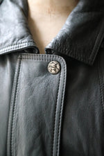 Load image into Gallery viewer, Vintage 1980s Salman Leather coat - Fox fur trim - Forest green
