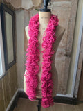 Vintage Y2K Bold Pink Crochet Skinny Ruffle Scarf