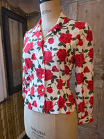 Load image into Gallery viewer, Vintage 1980s/90s Joliet Red Rose Print Blouse approx UK 12
