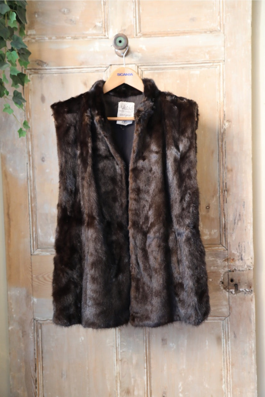 Vintage 1940s Luxury Dark Mink Fur Gilet – Elegant Sleeveless Jacket
