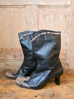 Load image into Gallery viewer, Vintage Y2K Western Style Real Leather Boots Faux Snakeskin Front by Caster UK8

