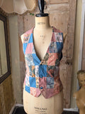 Vintage 1990s Patchwork Tapestry Waistcoat Boho Uk12