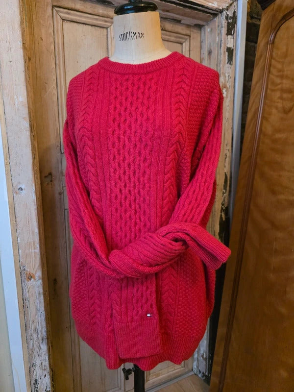 Vintage Y2K Wool Tommy Hilfiger Red knitted jumper
