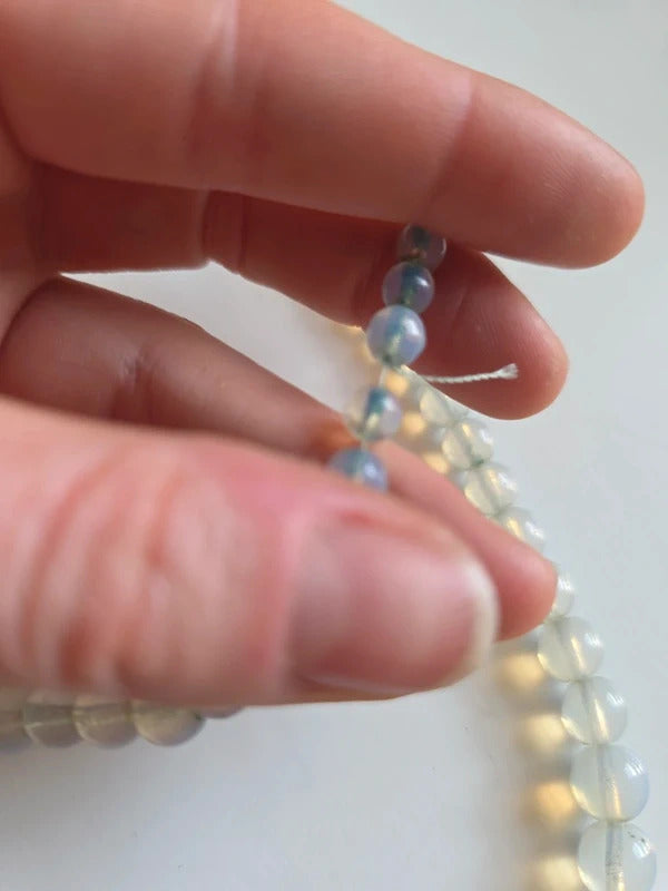 Vintage 1940s Opaline Blue Glass Graduated Necklace - possibly uranium