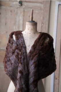 Vintage 1940s Ermine brown fur shawl - wrap -  Goodwood revival