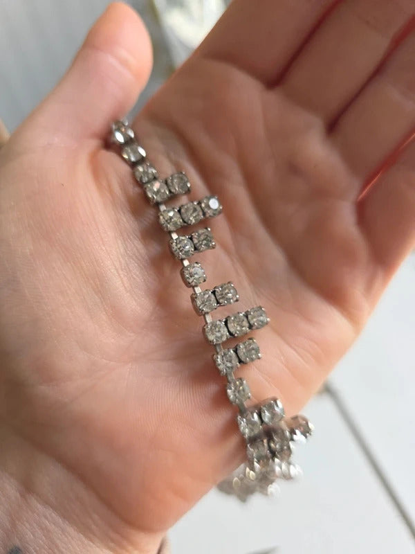 Vintage 1950s Rhinestone Fringe Necklace