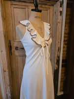 Load image into Gallery viewer, Vintage 1970s Cream Ruffle Maxi Dress UK8
