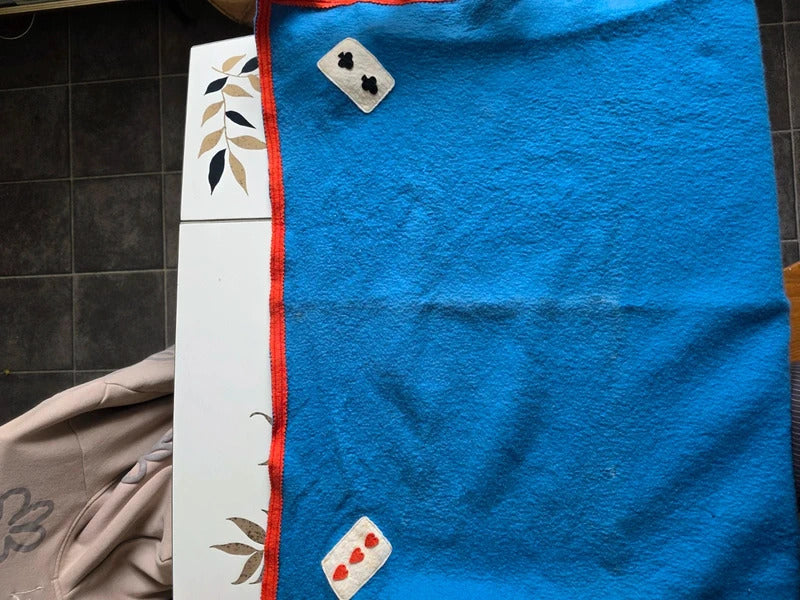 1930s Wool Felt Novelty Card Table Cloth – Playing Card Motif