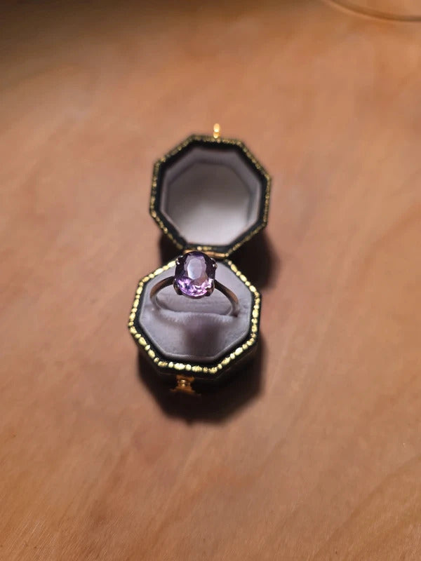 Vintage 1940s Sterling Silver Amethyst Ring – Oval Cut