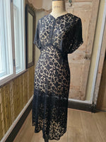 Load image into Gallery viewer, Antique Lace Maxi dress Vintage 1930s Black Lace Dress
