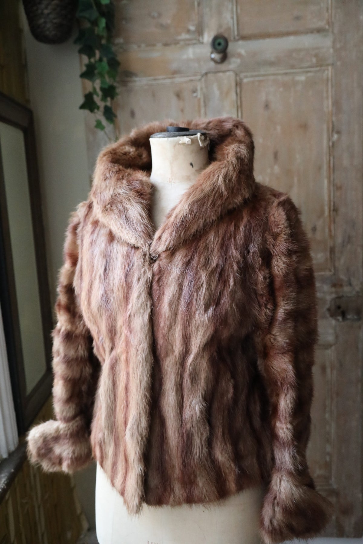Vintage 1940s light ranch mink fur coat evening - two tone