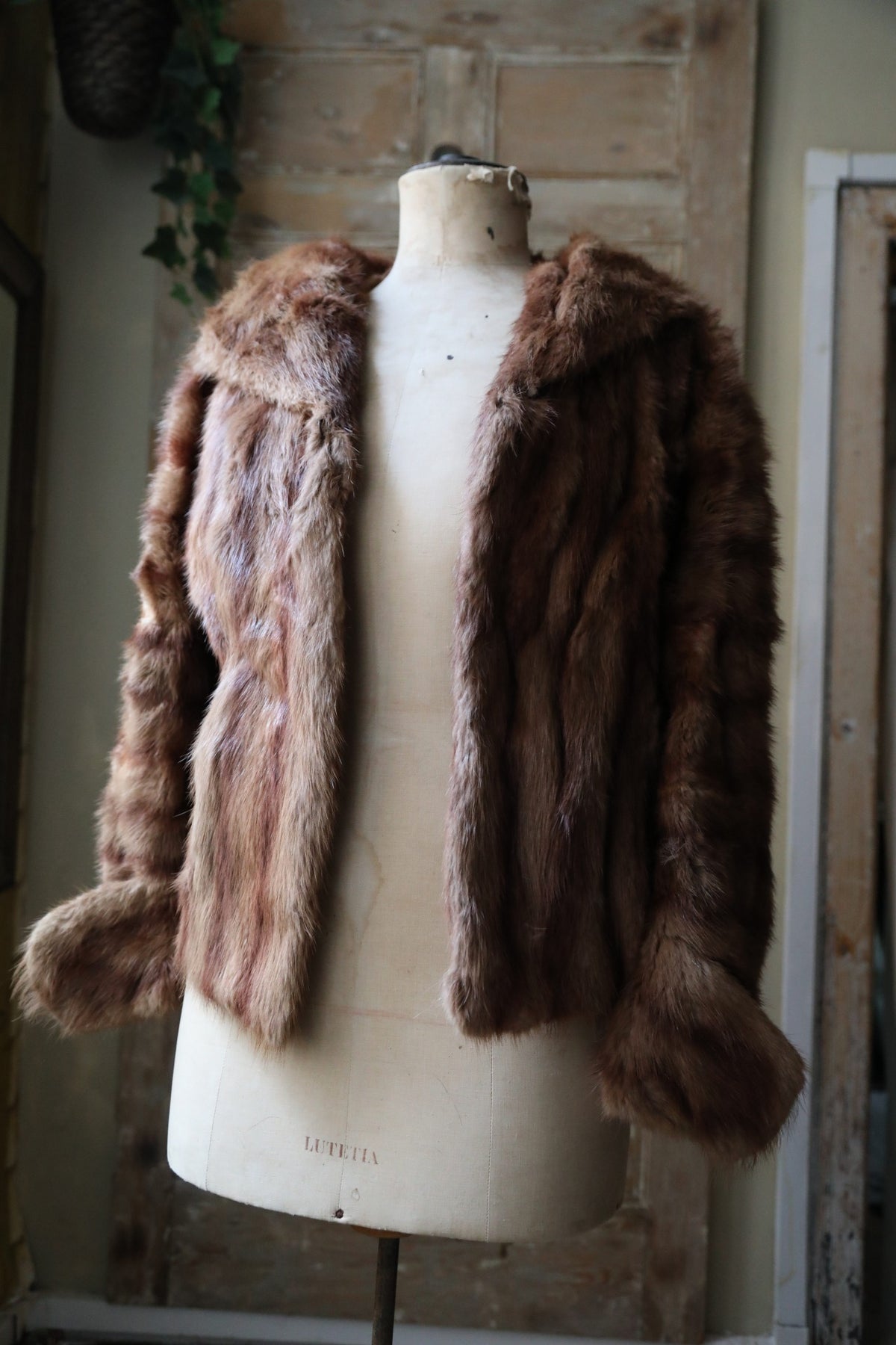 Vintage 1940s light ranch mink fur coat evening - two tone