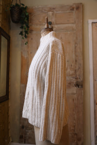 Vintage 1980s cream wool mix jumper - boat neck -  Neutral winter wear