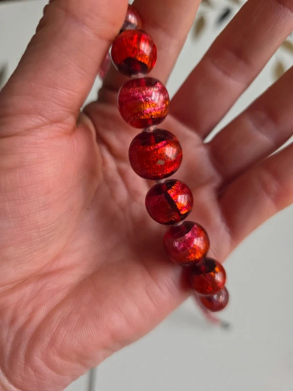 Vintage 1930s Czech Foil Back Handblown Glass Necklace – Graduated pink Beads