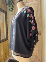 Load image into Gallery viewer, Vintage Biba Aztec Embroidered Beaded Top with Fringe Sleeves – Size 16
