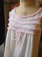 Load image into Gallery viewer, Vintage 1960s White Pink Ruffle Negligee Sheer Babydoll Nightdress Slip Nightie Lingerie Boudoir
