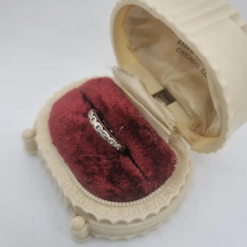 Vintage 9ct gold Diamond and silver eternity ring