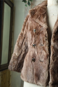 Vintage 1960s Musquash Fur Coat – Double Breasted – Driver's Length – Brown