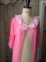 Load image into Gallery viewer, Vintage Pink Lace Peignoir Robe 1960s Sheer Negligee
