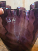 Load image into Gallery viewer, Vintage LSA Large Hand Blown Glass Vase – Amethyst – Ruffled Rim
