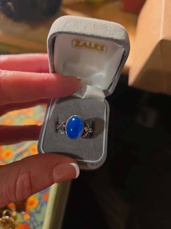 Vintage Sterling Silver Blue Chalcedony Ring – Size V