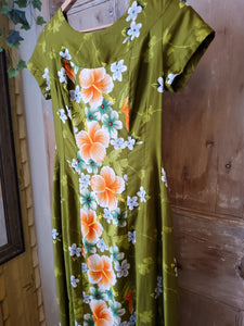 Vintage 1960s hawiian dress original cotton maxi UK8