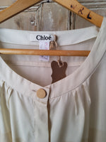Load image into Gallery viewer, Designer Chloe Silk Blouse Ombre Cream V neck UK12

