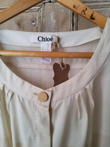 Designer Chloe Silk Blouse Ombre Cream V neck UK12