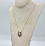 Load image into Gallery viewer, Antique gold necklace - Victorian horseshoe pendant - Garnet 9ct
