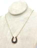 Load image into Gallery viewer, Antique gold necklace - Victorian horseshoe pendant - Garnet 9ct
