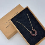 Load image into Gallery viewer, Antique gold necklace - Victorian horseshoe pendant - Garnet 9ct
