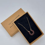 Load image into Gallery viewer, Antique gold necklace - Victorian horseshoe pendant - Garnet 9ct
