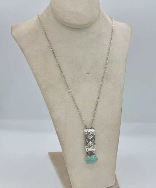 Art Nouveau Jewellery - Silver Necklace - Amazonite gemstone Pendant