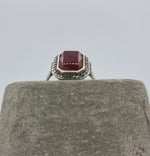 Load image into Gallery viewer, 1940S Carnelian ring - vintage marcasite - silver jewellery
