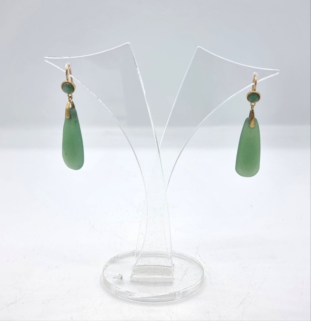 Antique Jade Earrings - Edwardian jewellery - 18ct gold