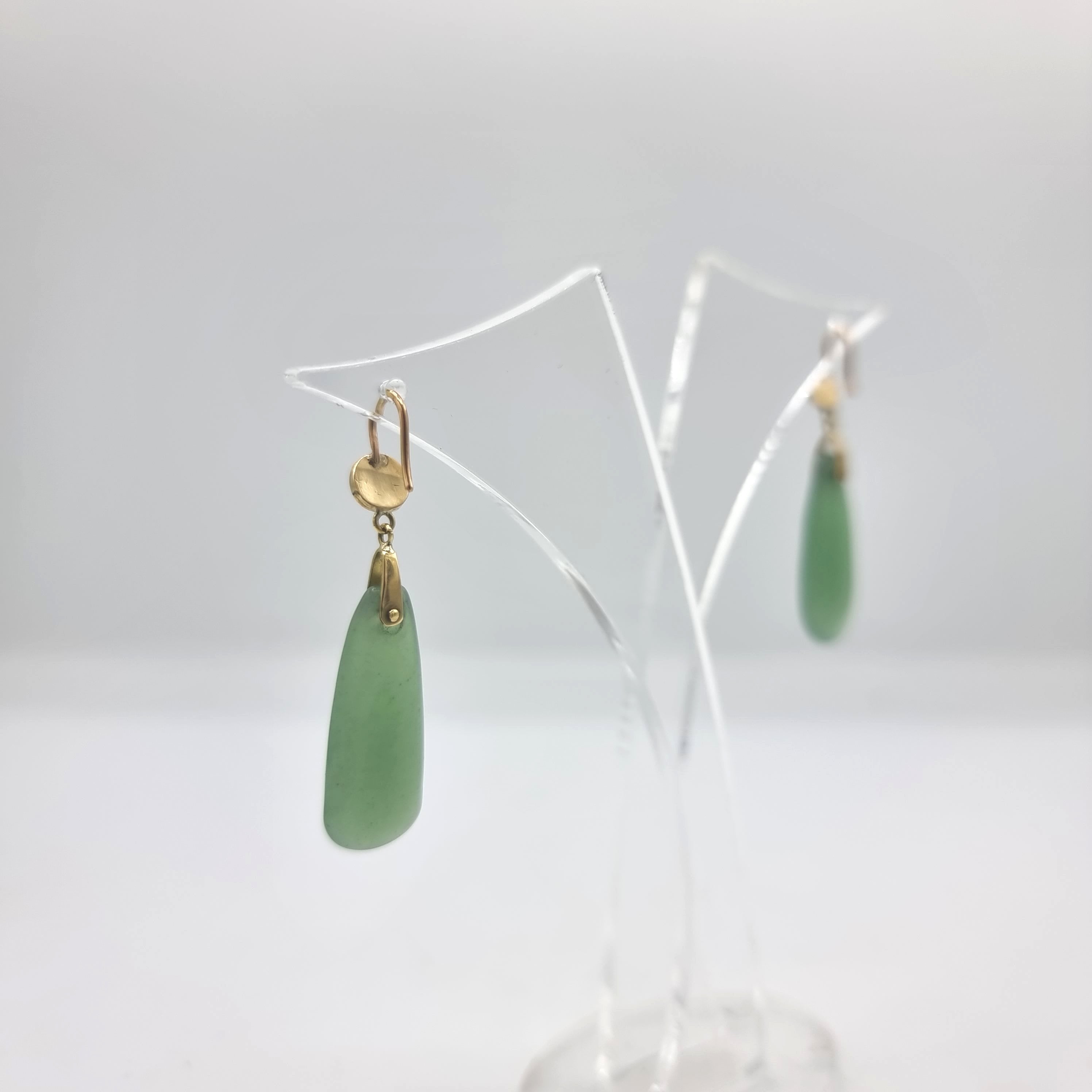 Antique Jade Earrings - Edwardian jewellery - 18ct gold