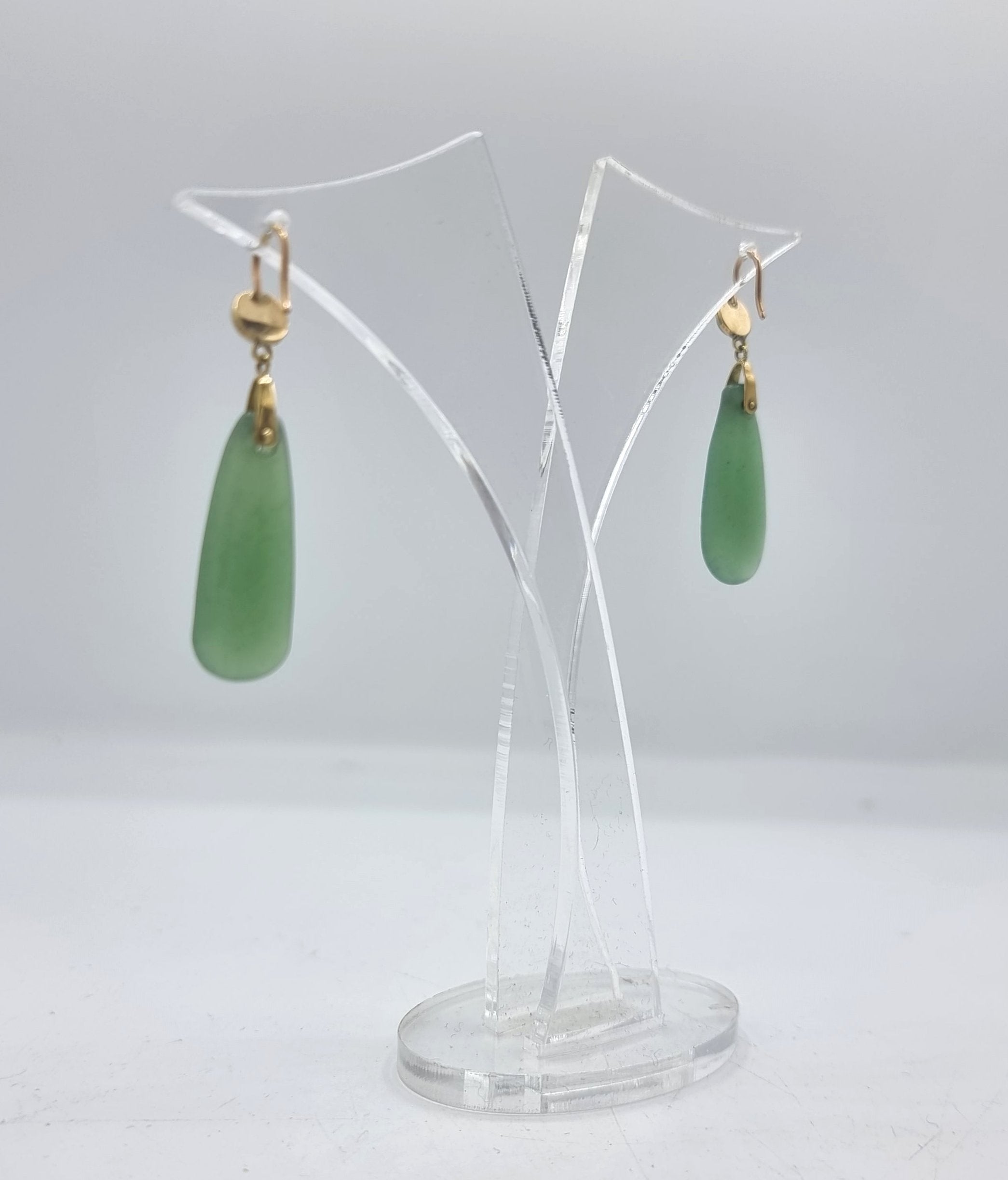 Antique Jade Earrings - Edwardian jewellery - 18ct gold