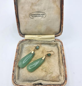 Antique Jade Earrings - Edwardian jewellery - 18ct gold