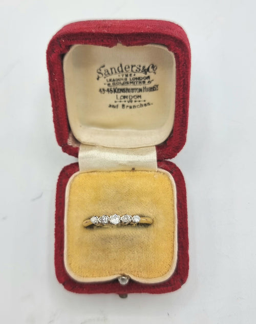 Antique engagement ring - Diamond wedding band - 18ct 5 stone