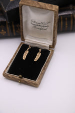 Load image into Gallery viewer, Vintage 14k gold feather drop statement earrings
