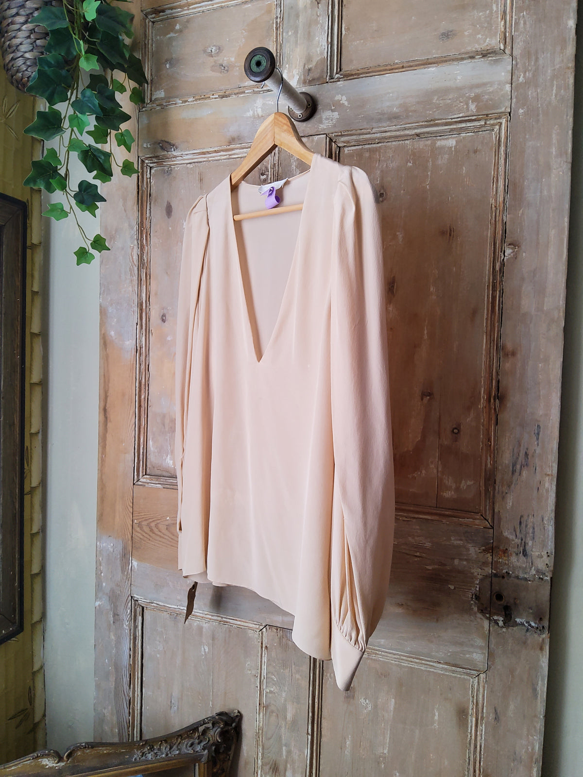 Designer Chloe Silk Blouse Cream V neck UK12