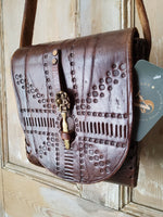 Load image into Gallery viewer, Vintage 1970s leather tooled bag original pixie fairy

