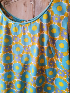 Vintage 1960s dress mini tunic cotton floral uk10