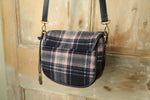 Load image into Gallery viewer, Deadstock Vintage Dents purple plaid mod style tassel bag,
