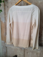 Load image into Gallery viewer, Designer Chloe Silk Blouse Ombre Cream V neck UK12
