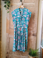 Load image into Gallery viewer, Vintage 1970s does 1950s floral fit and flare dress.
