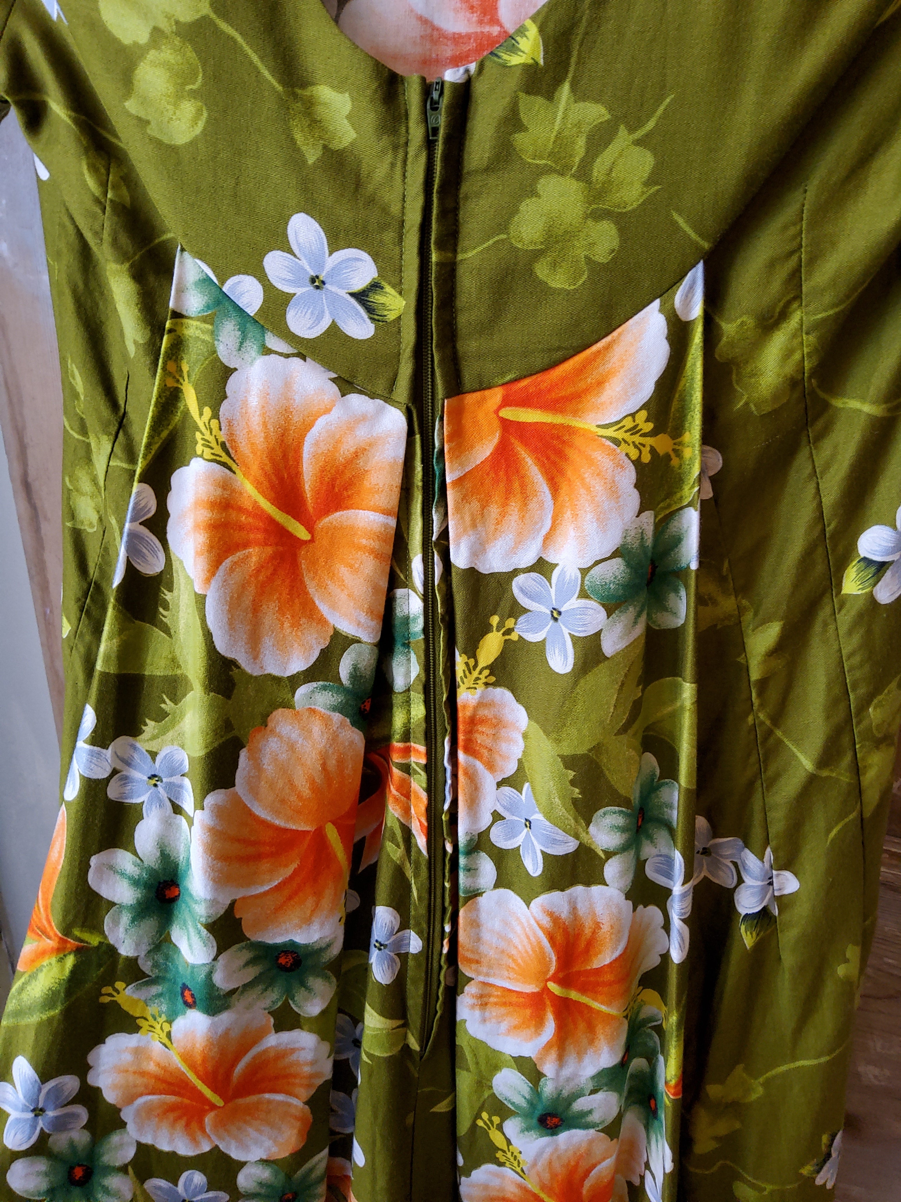 Vintage 1960s hawiian dress original cotton maxi UK8