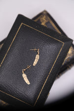 Load image into Gallery viewer, Vintage 14k gold feather drop statement earrings
