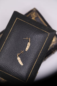 Vintage 14k gold feather drop statement earrings